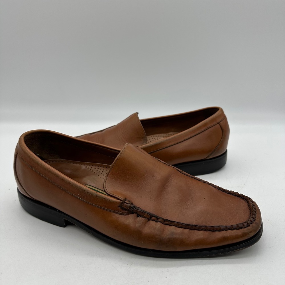 Cole Haan C05195 Mens 9 British Tan Leather Moc Toe Shoes Venetian Loafers